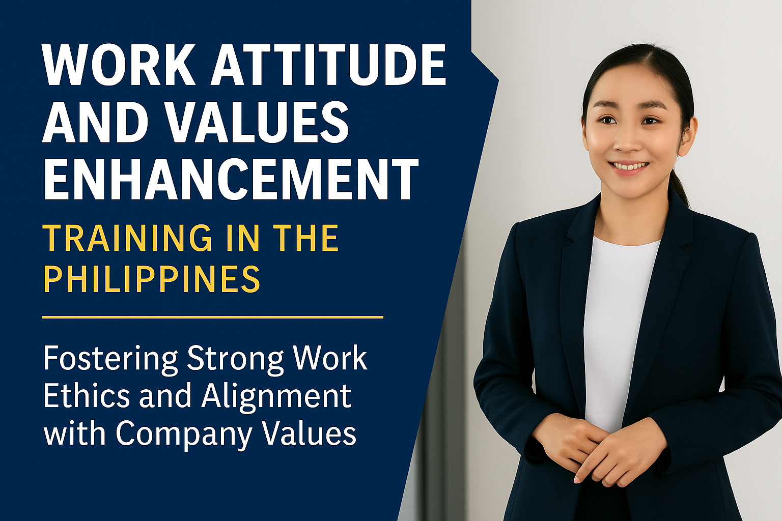 A Filipino corporate trainer leads a Work Attitude and Values Enhancement (W.A.V.E.) training session in a modern office setting in the Philippines. Employees are engaged in learning, reflecting professionalism, teamwork, and integrity — themes central to MSS Corporation’s WAVE program.
