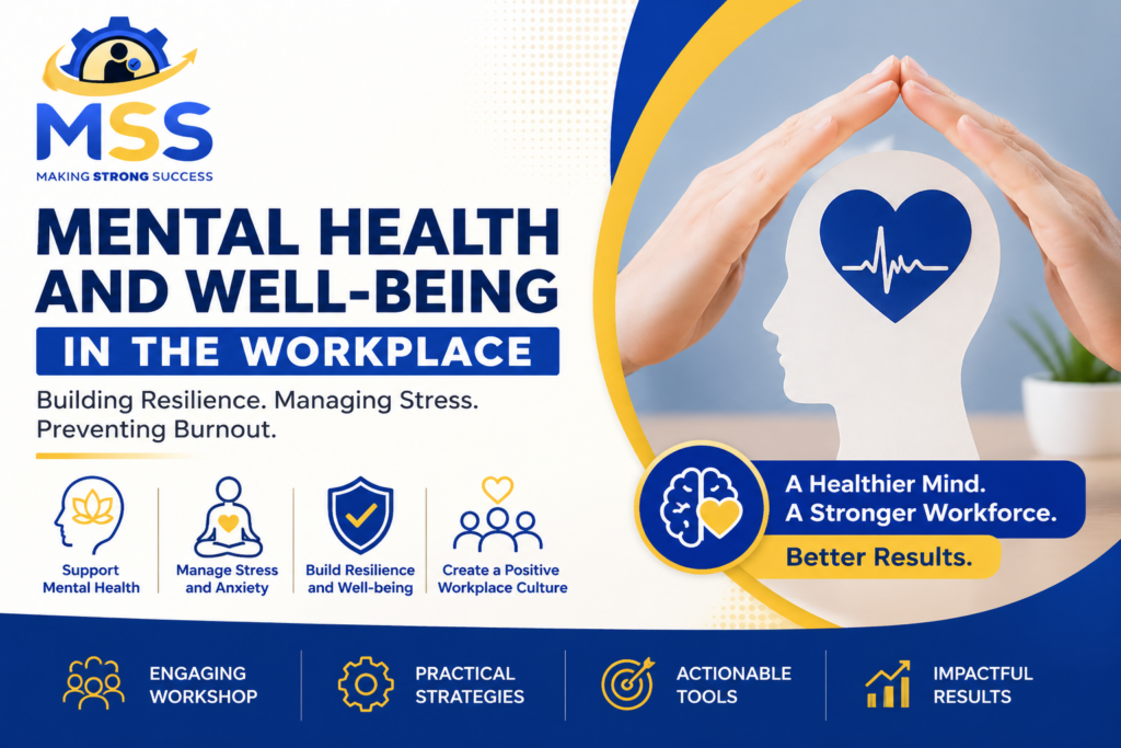 Mental Health and Well-being Training in the Philippines for employees featuring stress management, burnout prevention, and workplace resilience program by MSS Corporation