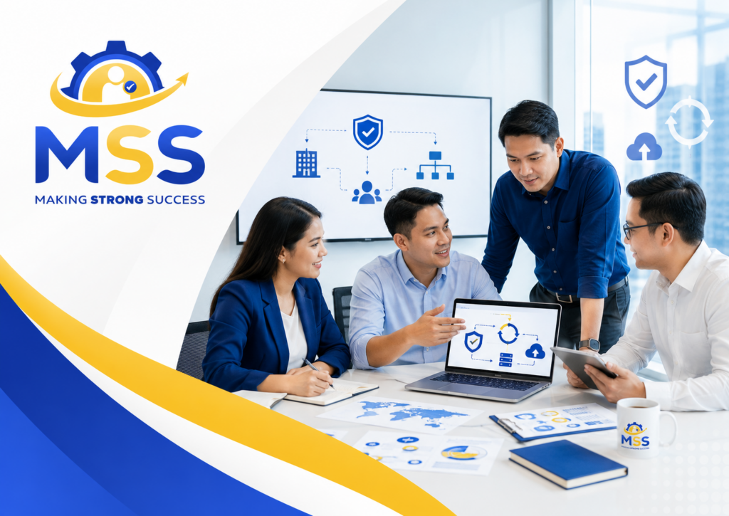 Business Continuity Plan Training in the Philippines featuring Filipino professionals developing practical continuity plans, assessing disruption risks, identifying critical operations, planning recovery strategies, and strengthening organizational resilience with MSS Corporation