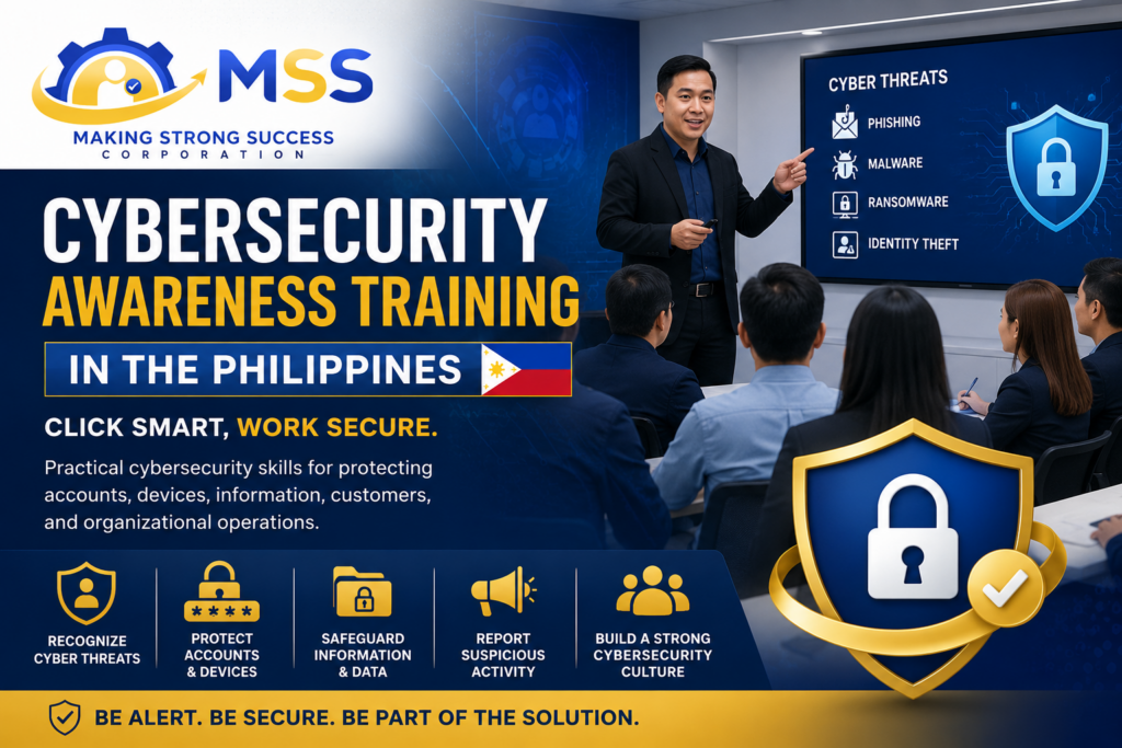 Cybersecurity Awareness Training in the Philippines featuring Filipino employees learning to recognize phishing, malware, ransomware, and other workplace cyber threats